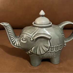 Pier 1 Gray Elephant Ceramic Teapot